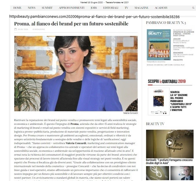 Proma Al fianco dei Brand per un Futuro sostenibile Pambianco Beauty 2020 Copia